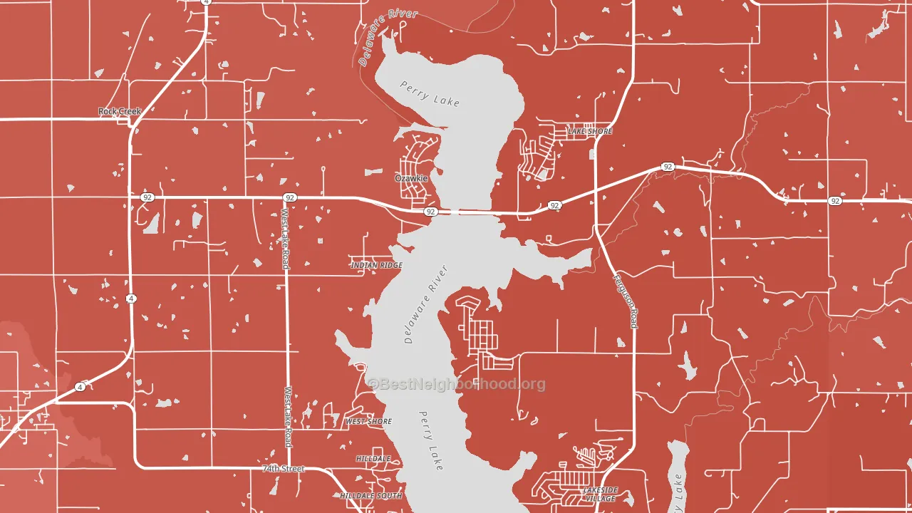 Ozawkie, KS block-group political-lean map