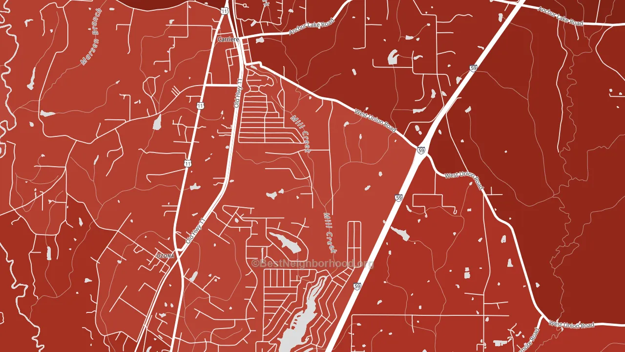 Ozona, MS block-group political-lean map