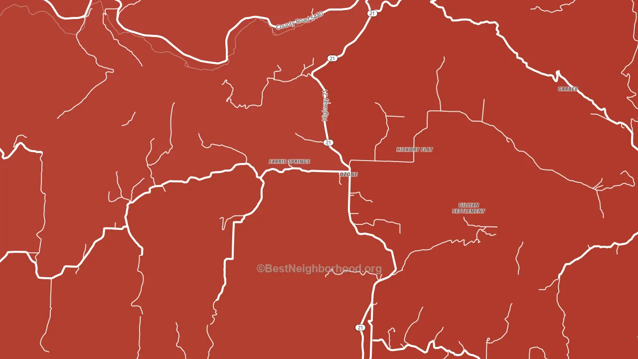 Ozone, AR block-group political-lean map