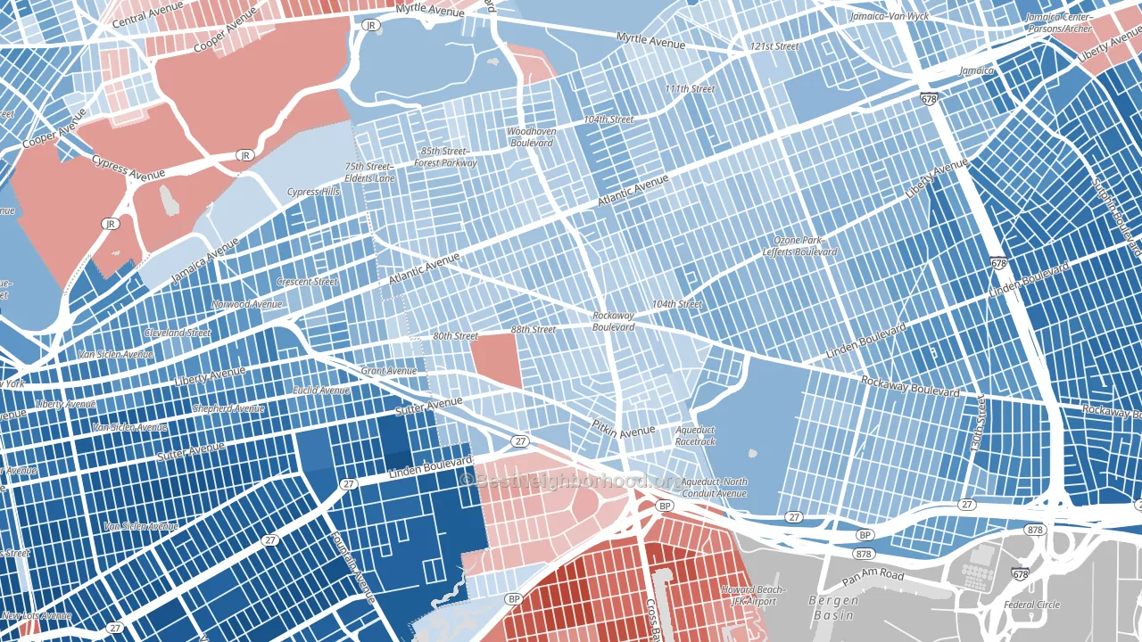 Ozone Park, Queens, NY block-group political-lean map
