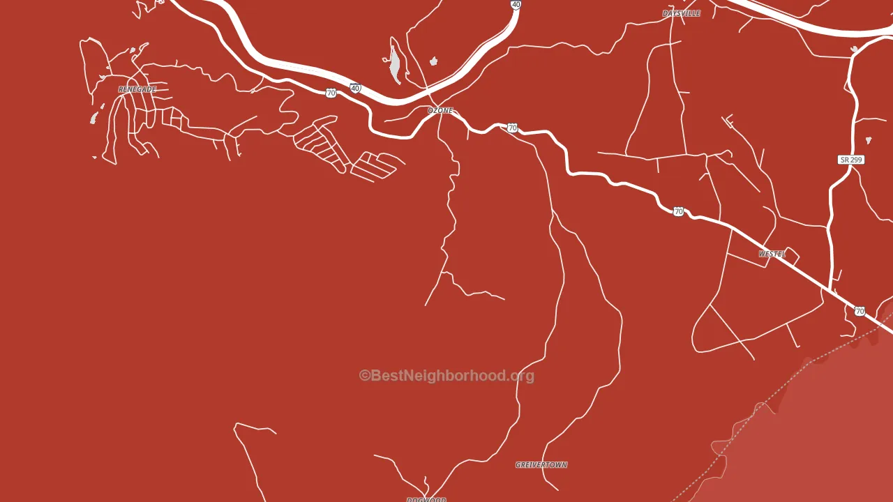 Ozone, TN block-group political-lean map