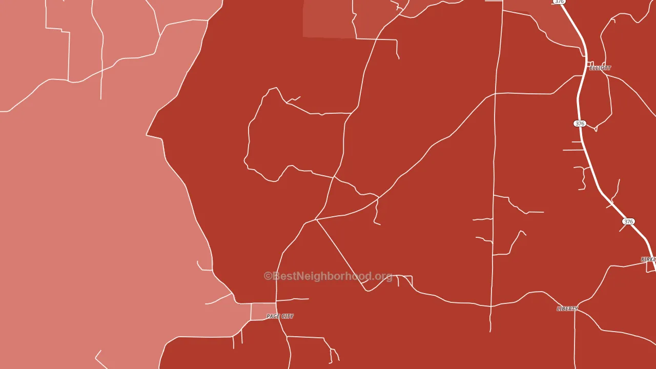 Pace City, AR block-group political-lean map