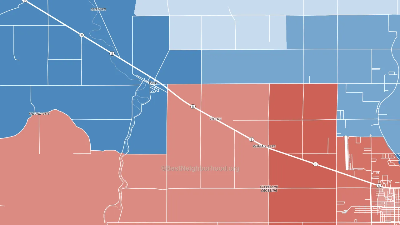 Pace, MS block-group political-lean map