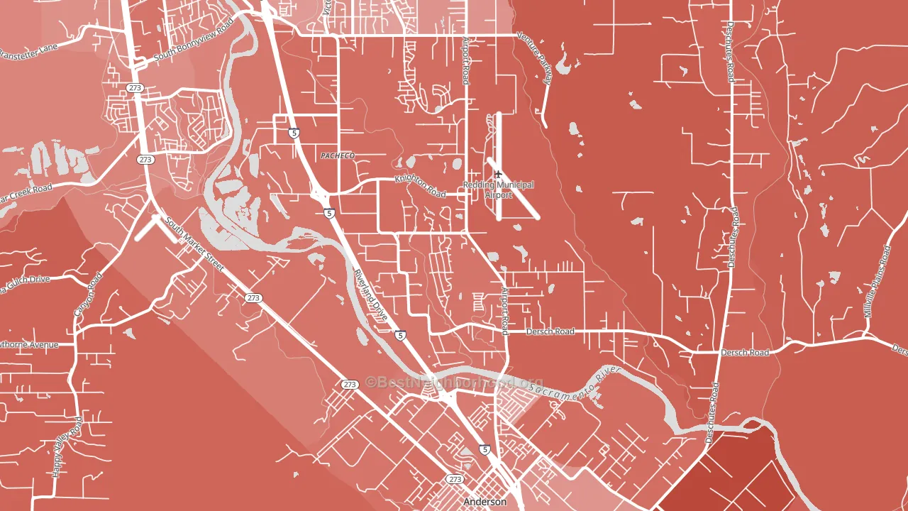 Pacheco, Redding, CA block-group political-lean map