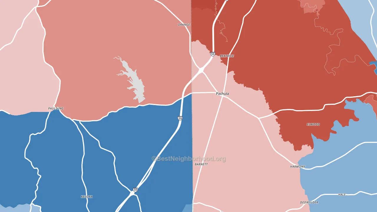 Pachuta, MS block-group political-lean map