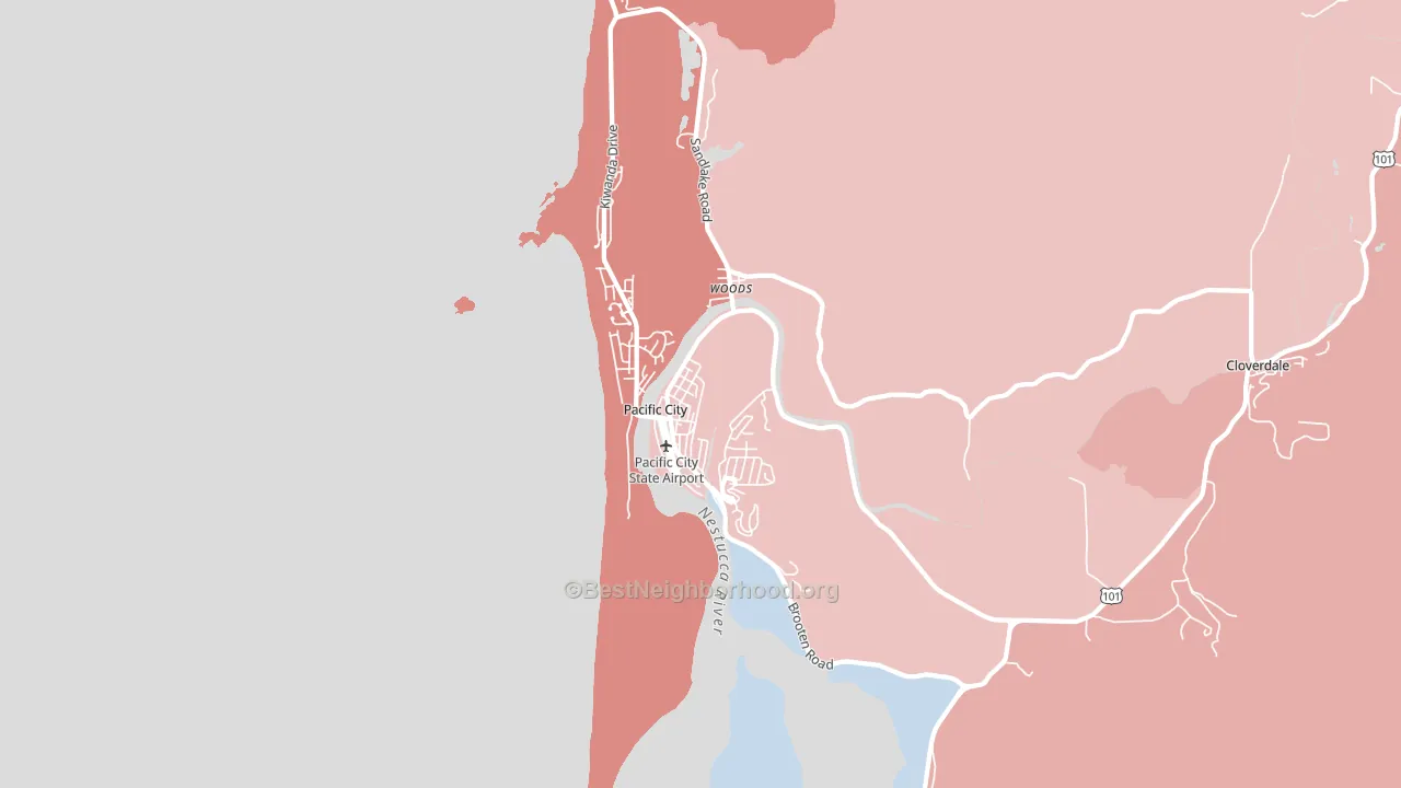 Pacific City, OR block-group political-lean map