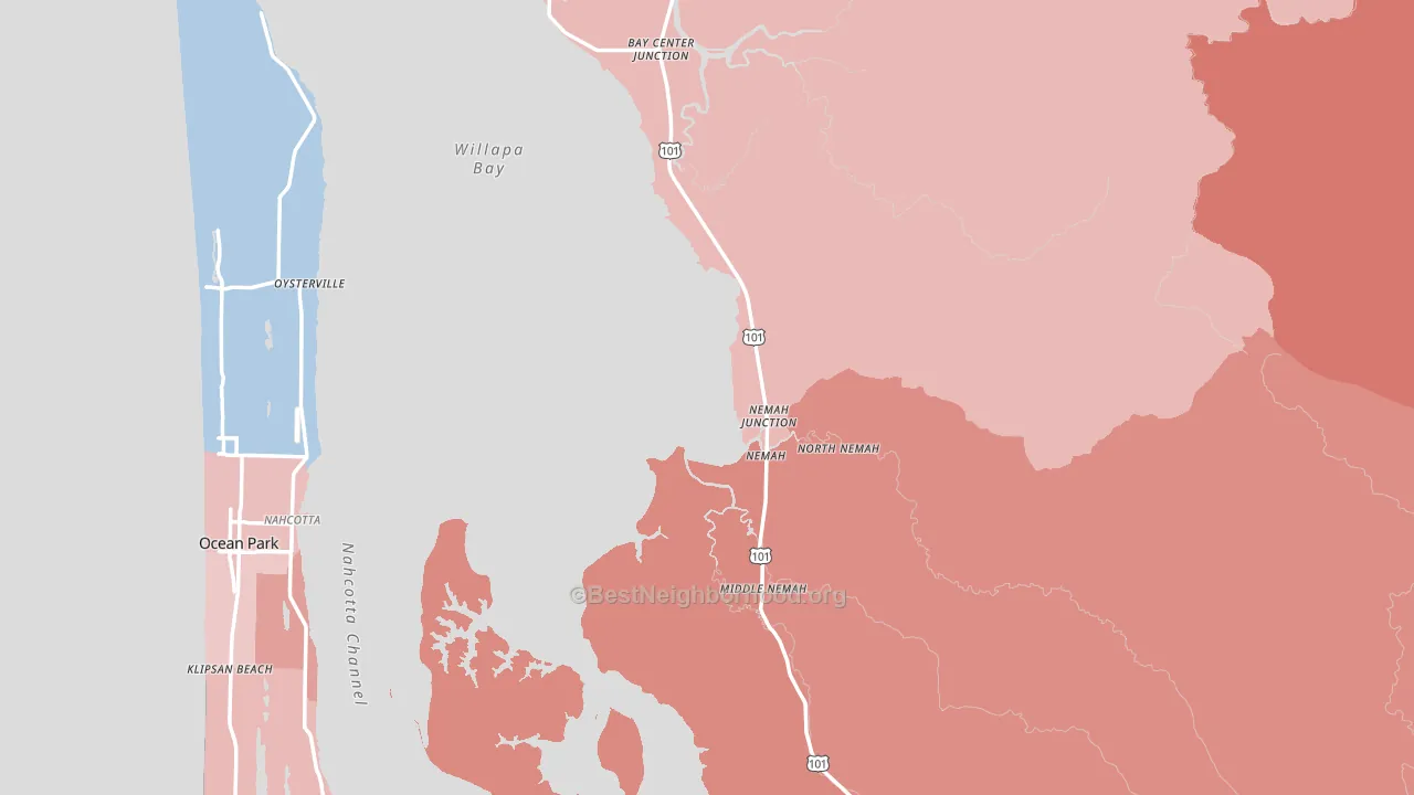 Pacific County, WA block-group political-lean map