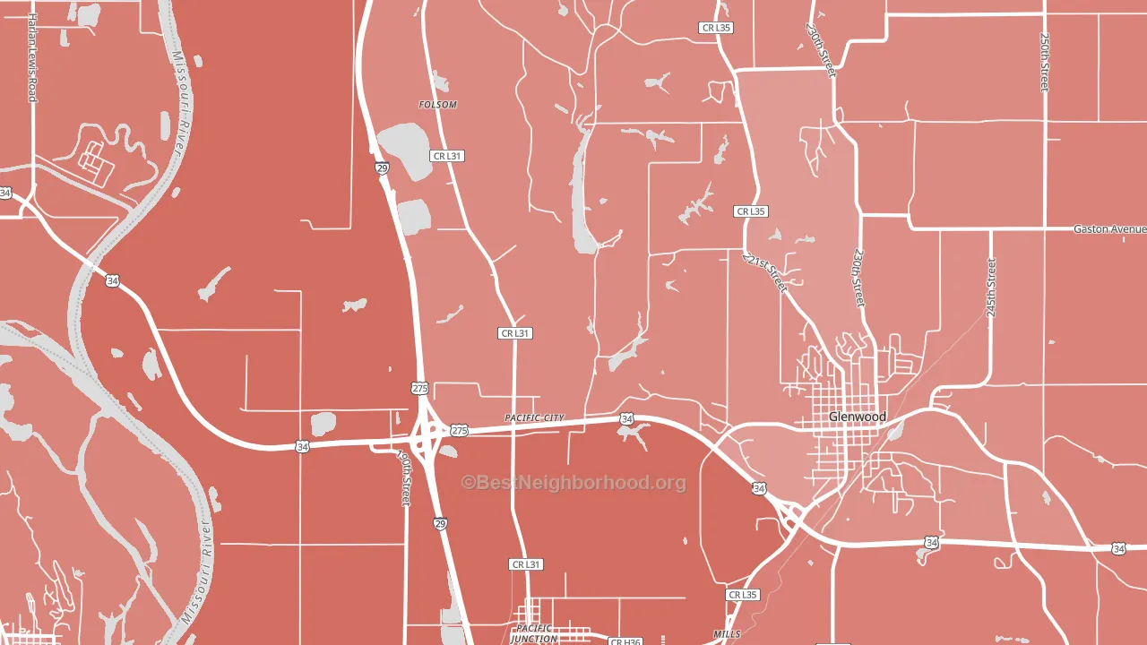 Pacific Junction, IA block-group political-lean map