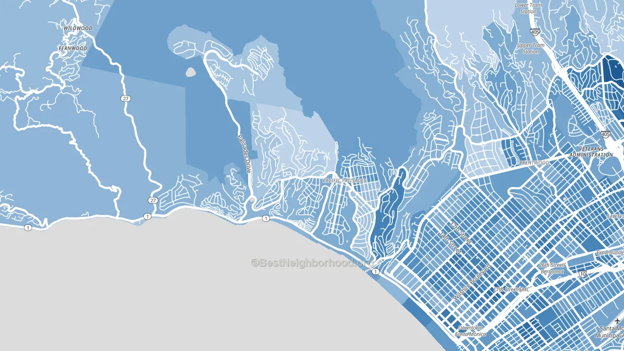 Pacific Palisades, CA block-group political-lean map