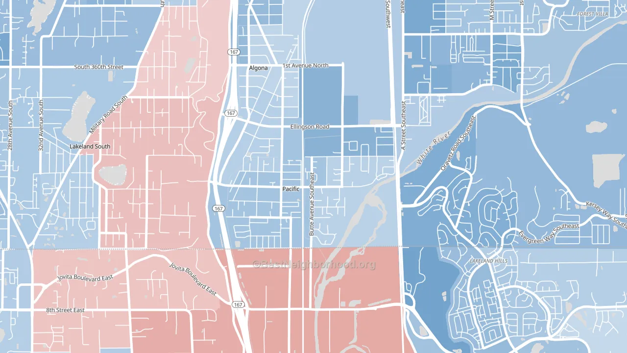 Pacific, WA block-group political-lean map