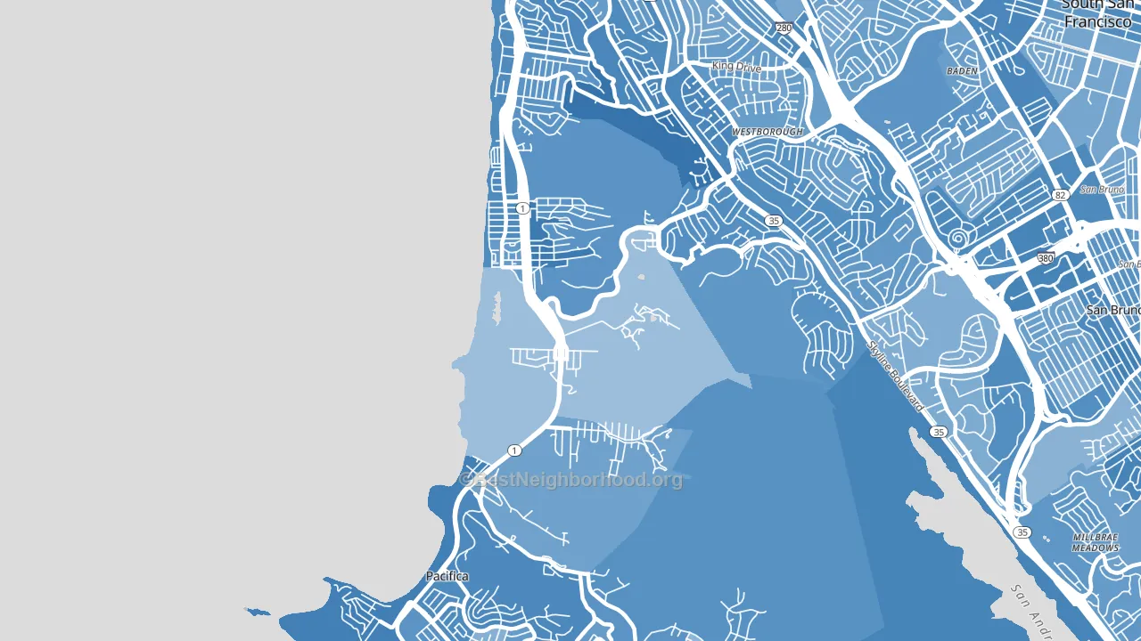 Pacifica, CA block-group political-lean map