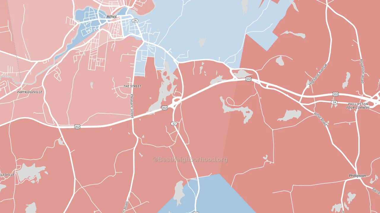 Packard Heights, MA block-group political-lean map