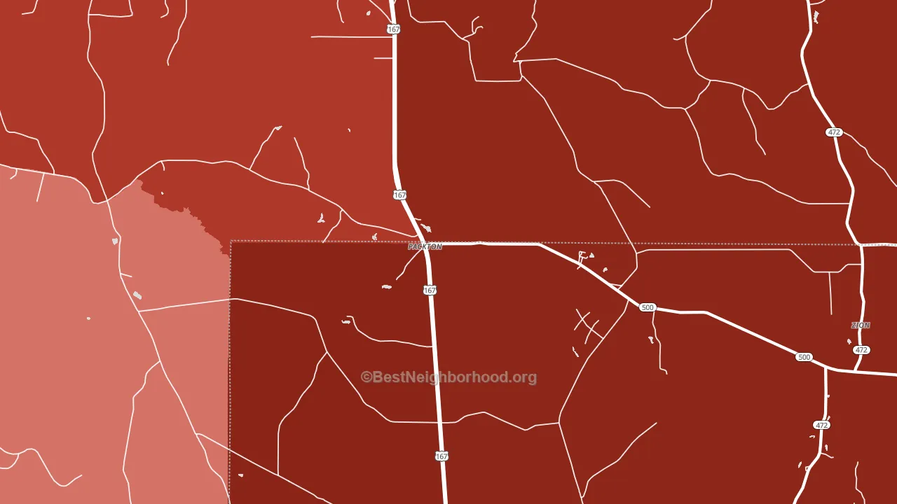 Packton, LA block-group political-lean map