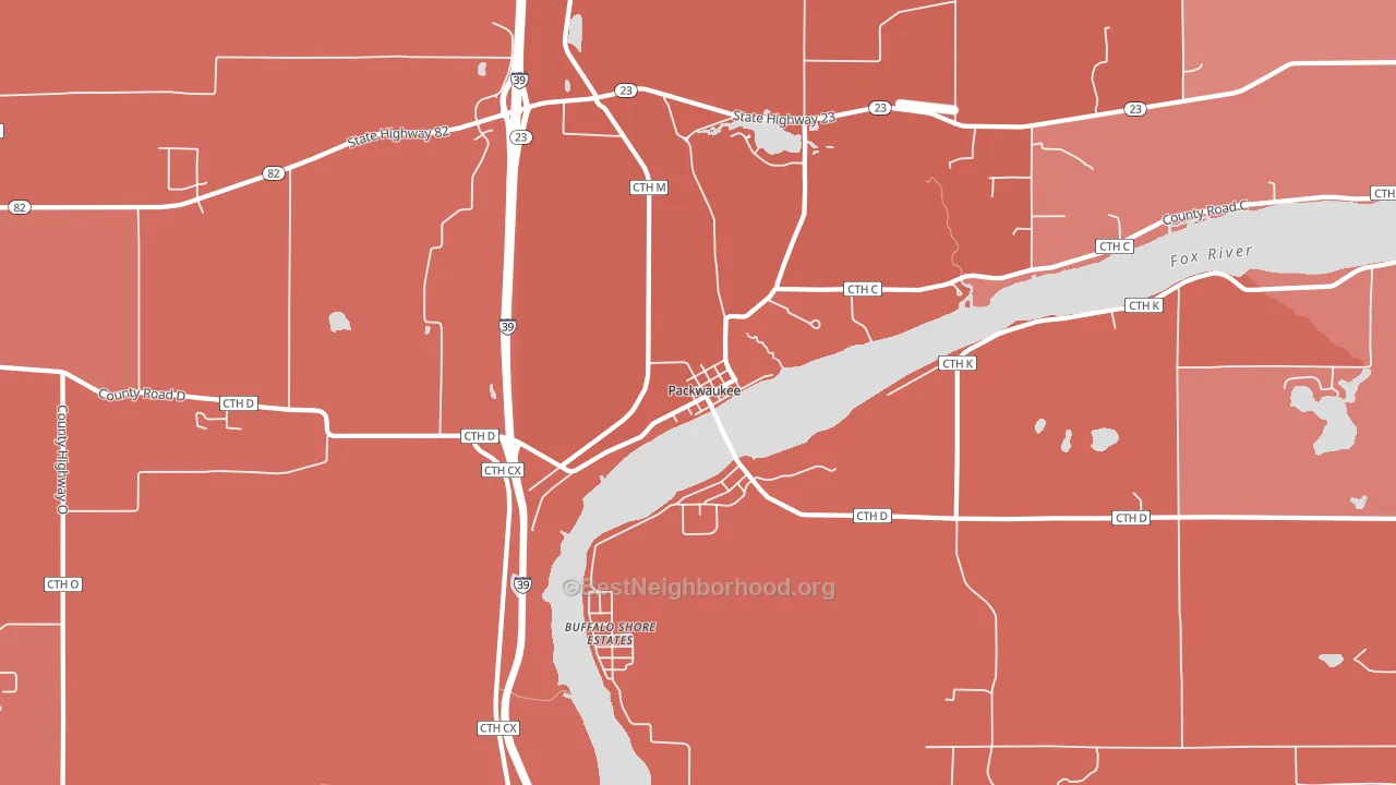 Packwaukee, WI block-group political-lean map