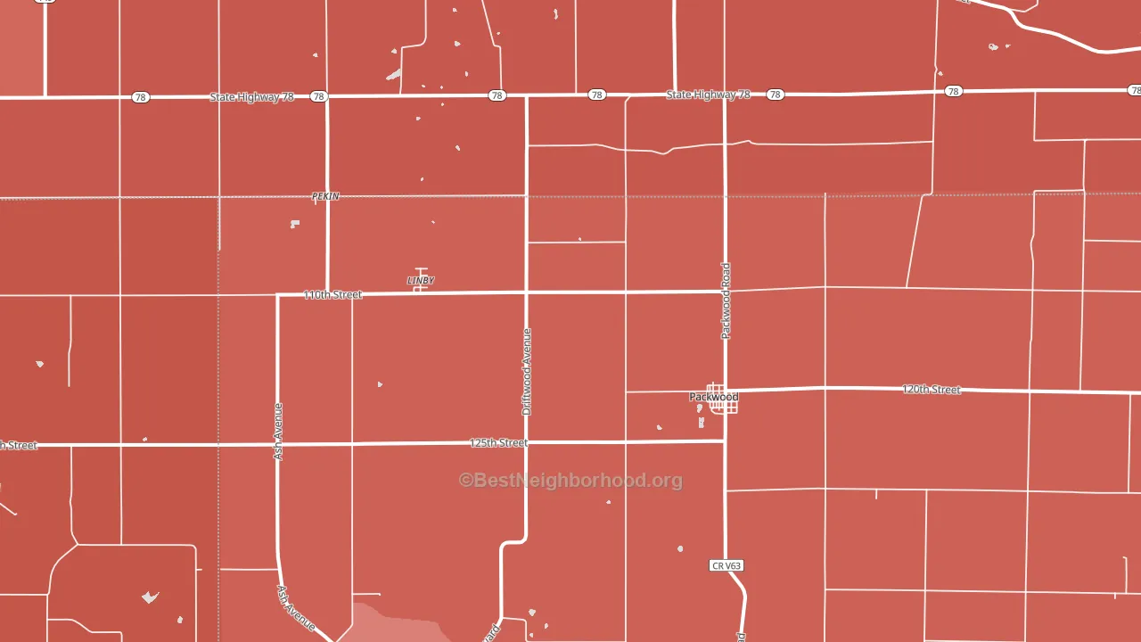Packwood, IA block-group political-lean map