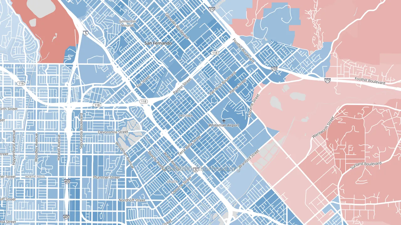 Pacoima, CA block-group political-lean map
