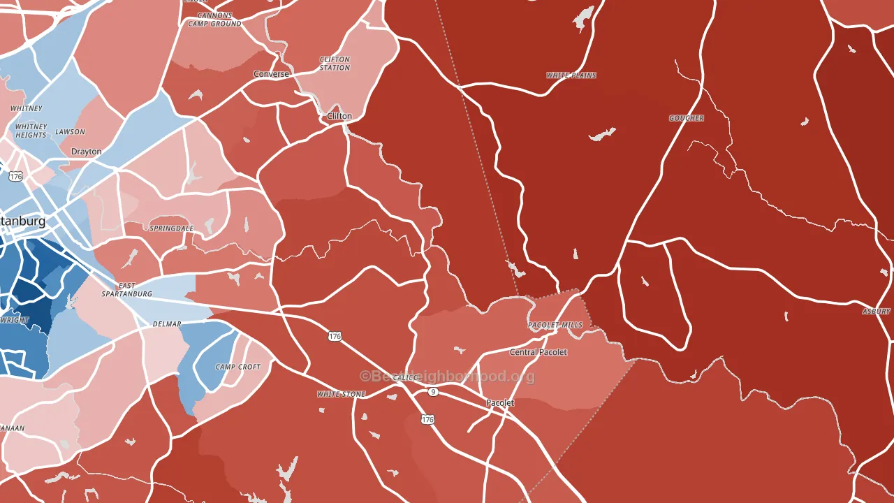 Pacolet Mills, SC block-group political-lean map