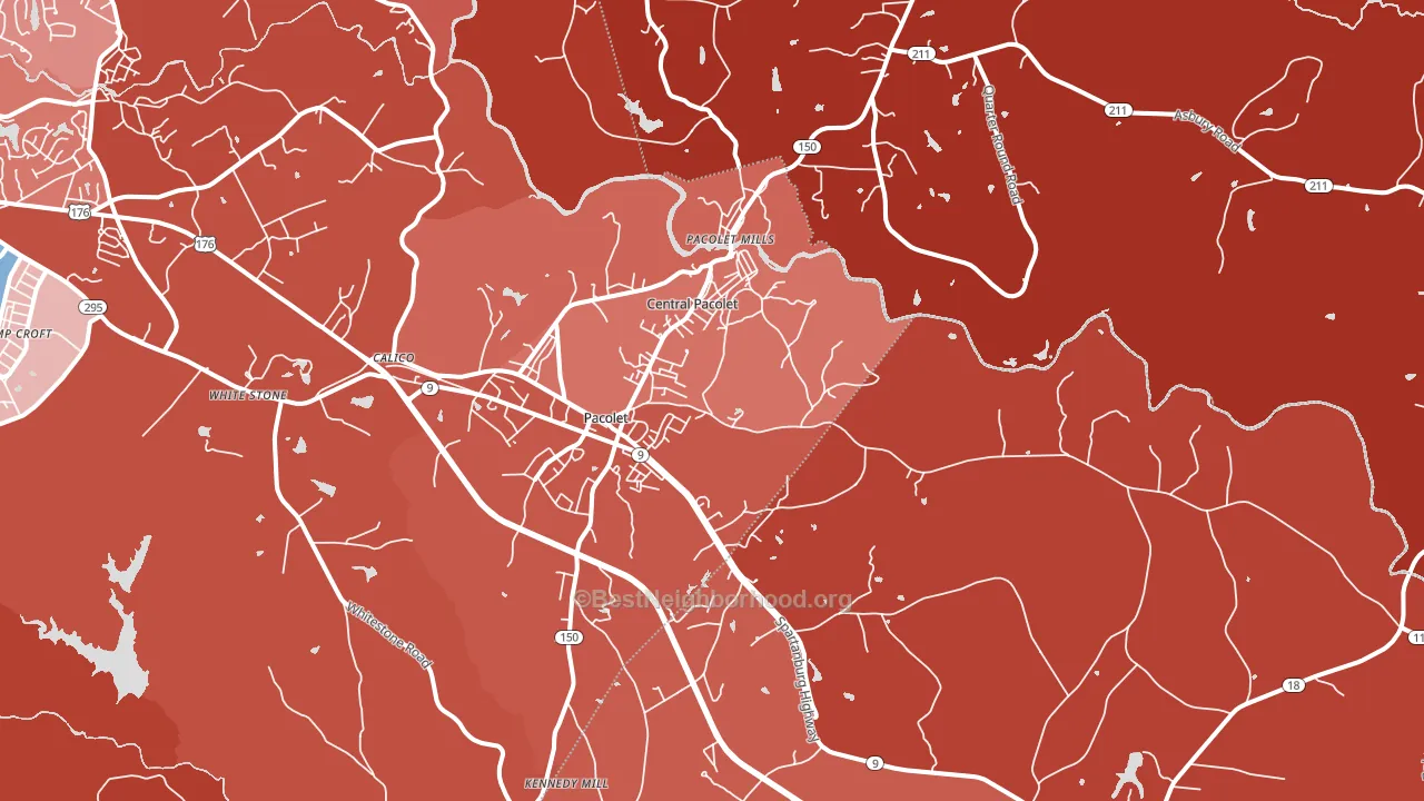 Pacolet, SC block-group political-lean map