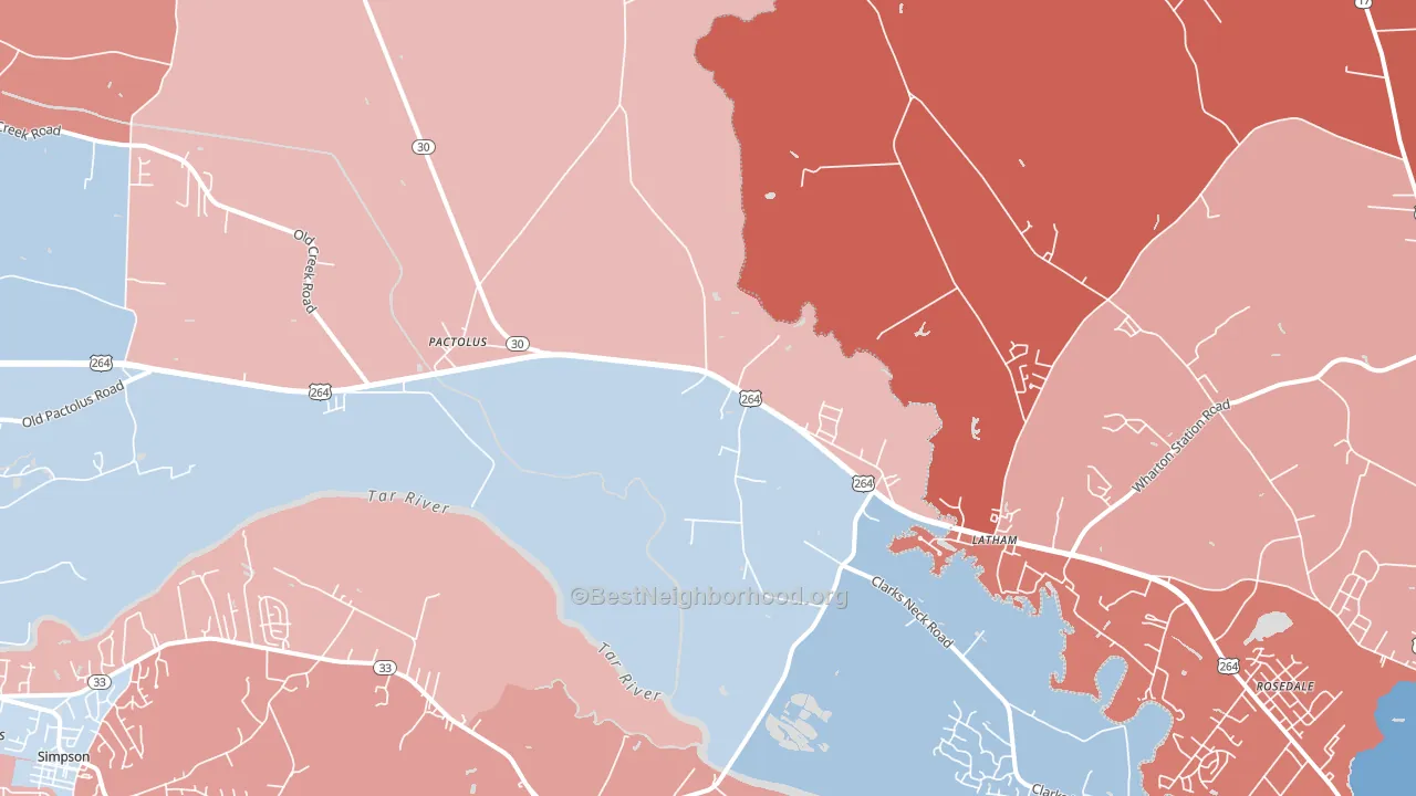 Pactolus, NC block-group political-lean map