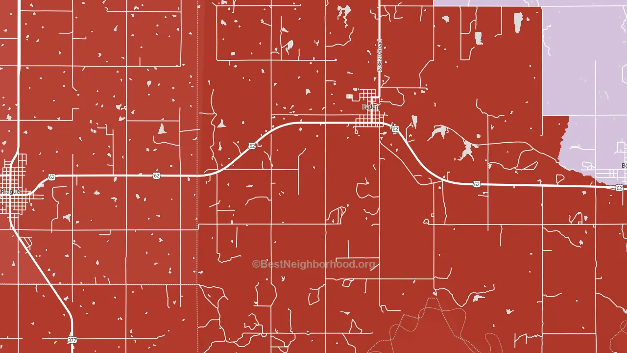 Paden, OK block-group political-lean map