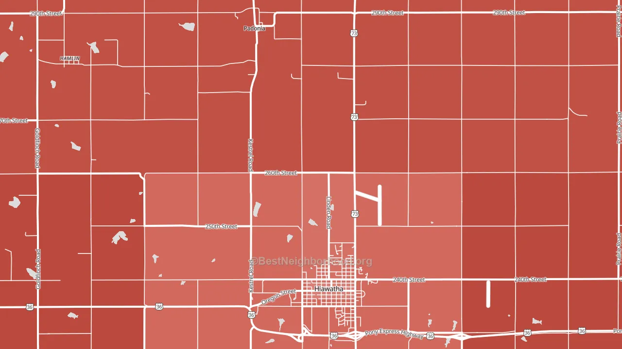 Padonia, KS block-group political-lean map