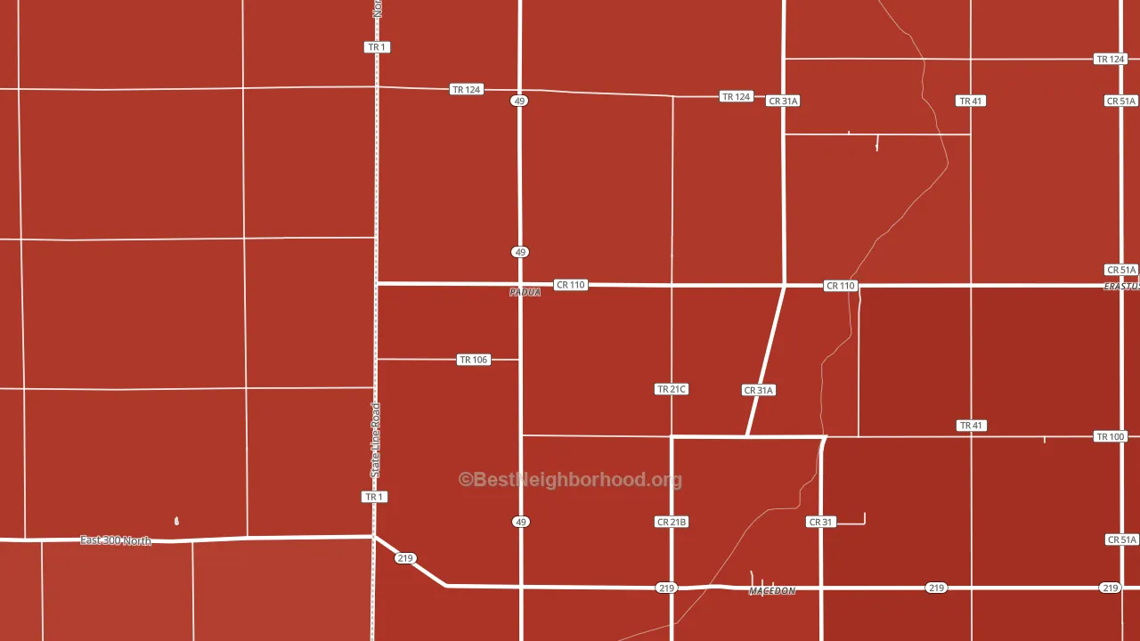 Padua, OH block-group political-lean map