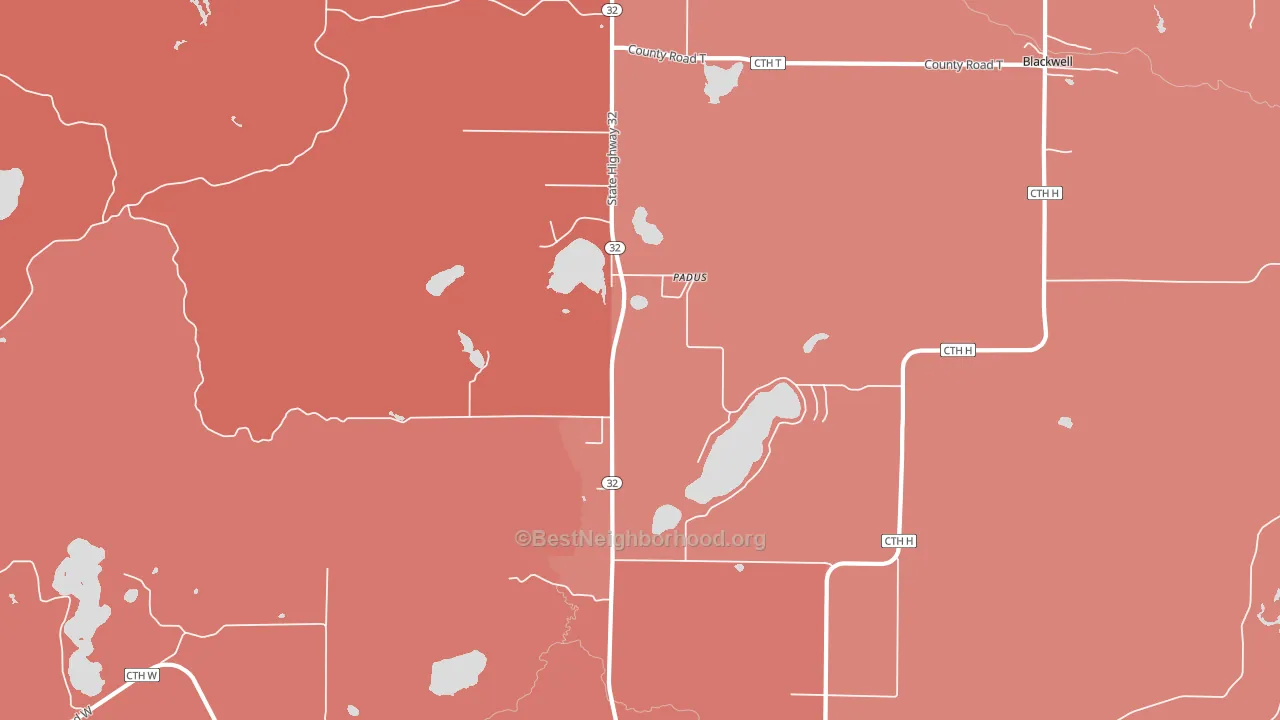 Padus, WI block-group political-lean map