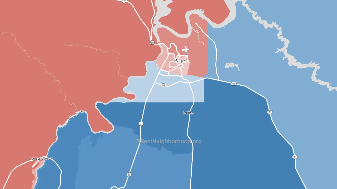 Page, AZ block-group political-lean map