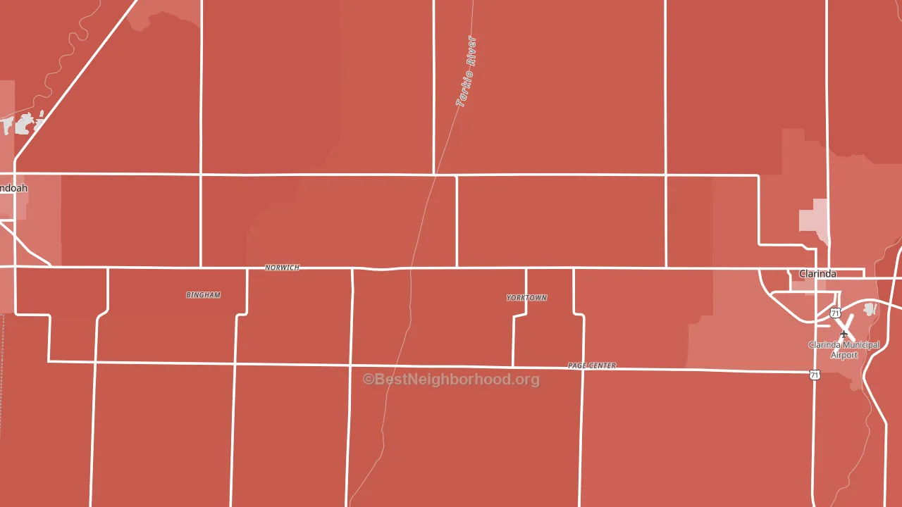 Page County, IA block-group political-lean map