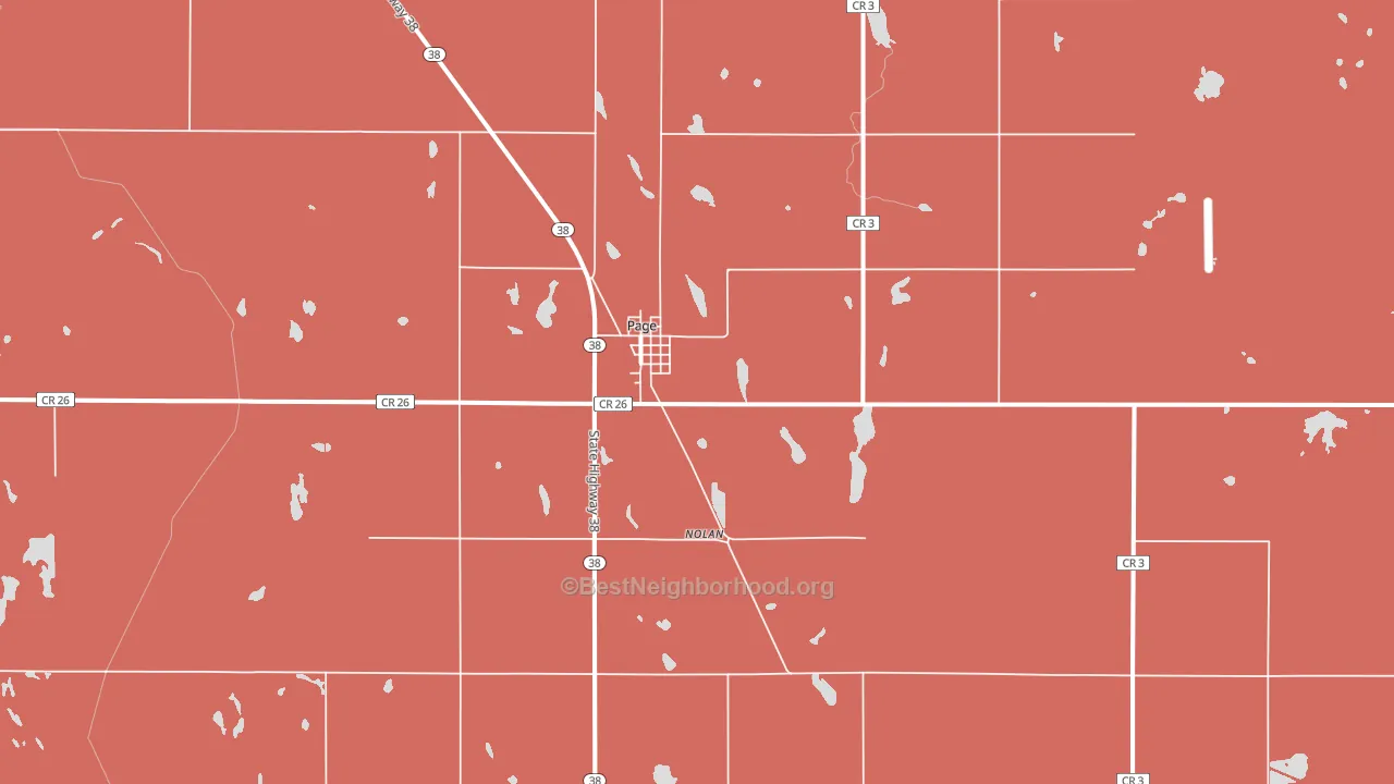 Page, ND block-group political-lean map