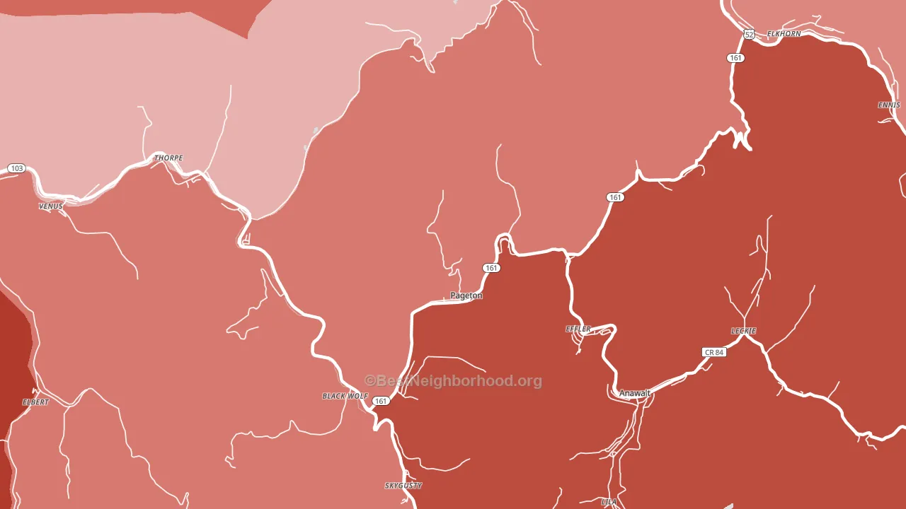 Pageton, WV block-group political-lean map