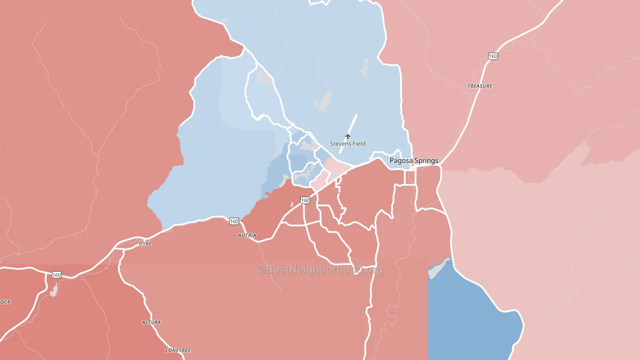 Pagosa Springs, CO block-group political-lean map