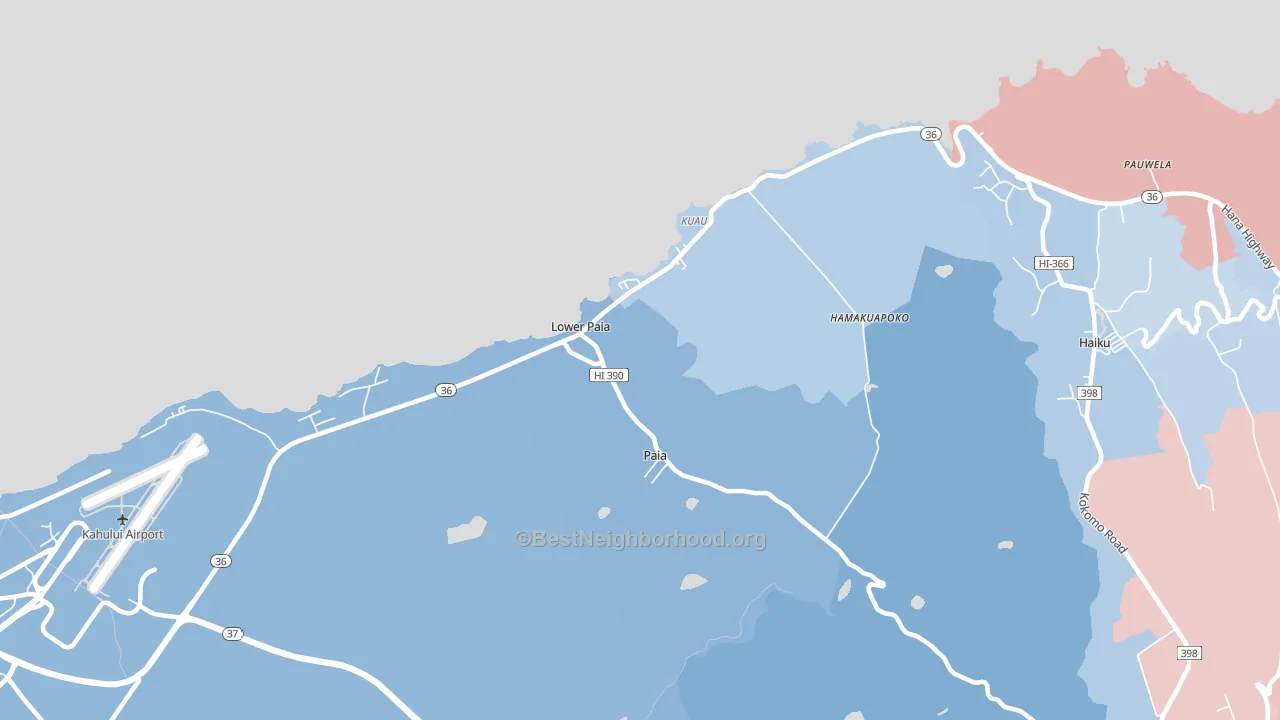 Paia, HI block-group political-lean map