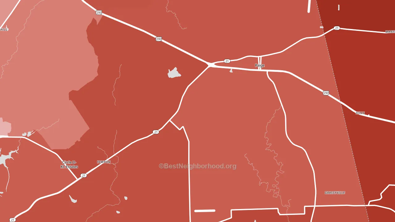 Paige, TX block-group political-lean map