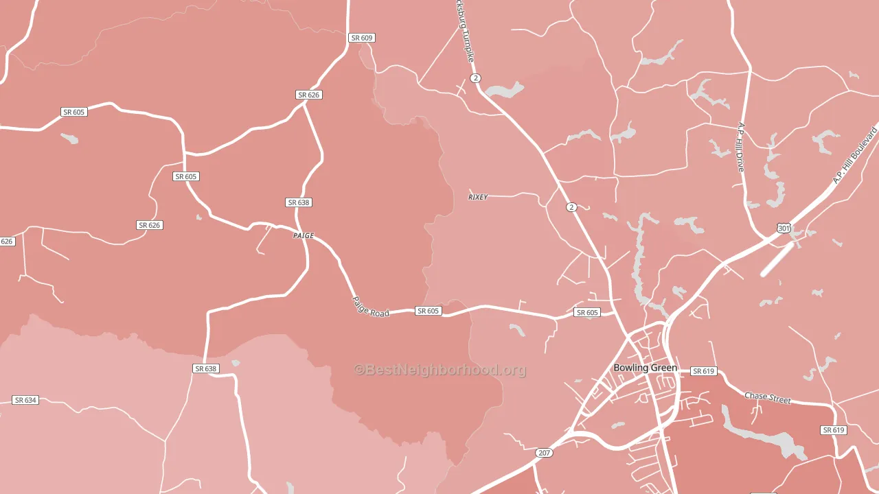 Paige, VA block-group political-lean map