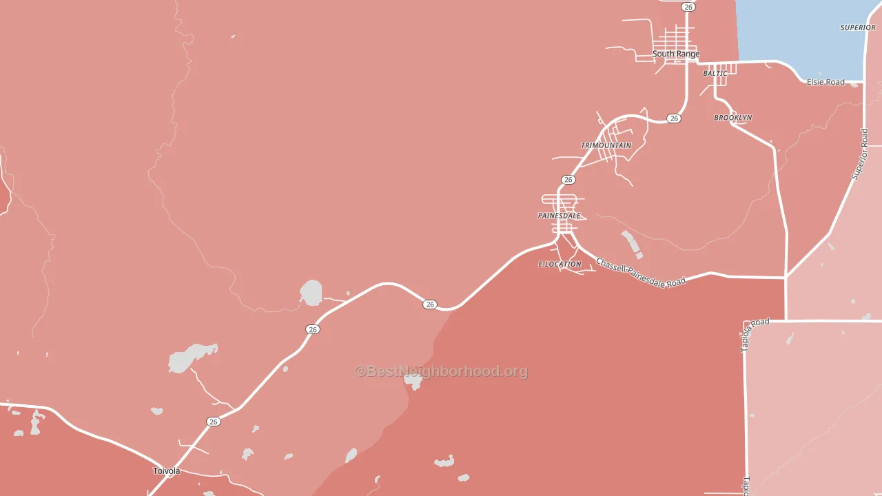 Painesdale, MI block-group political-lean map