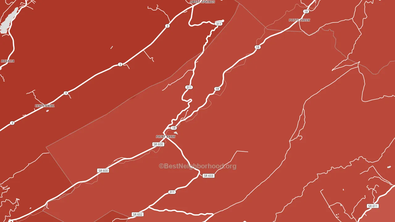 Paint Bank, VA block-group political-lean map