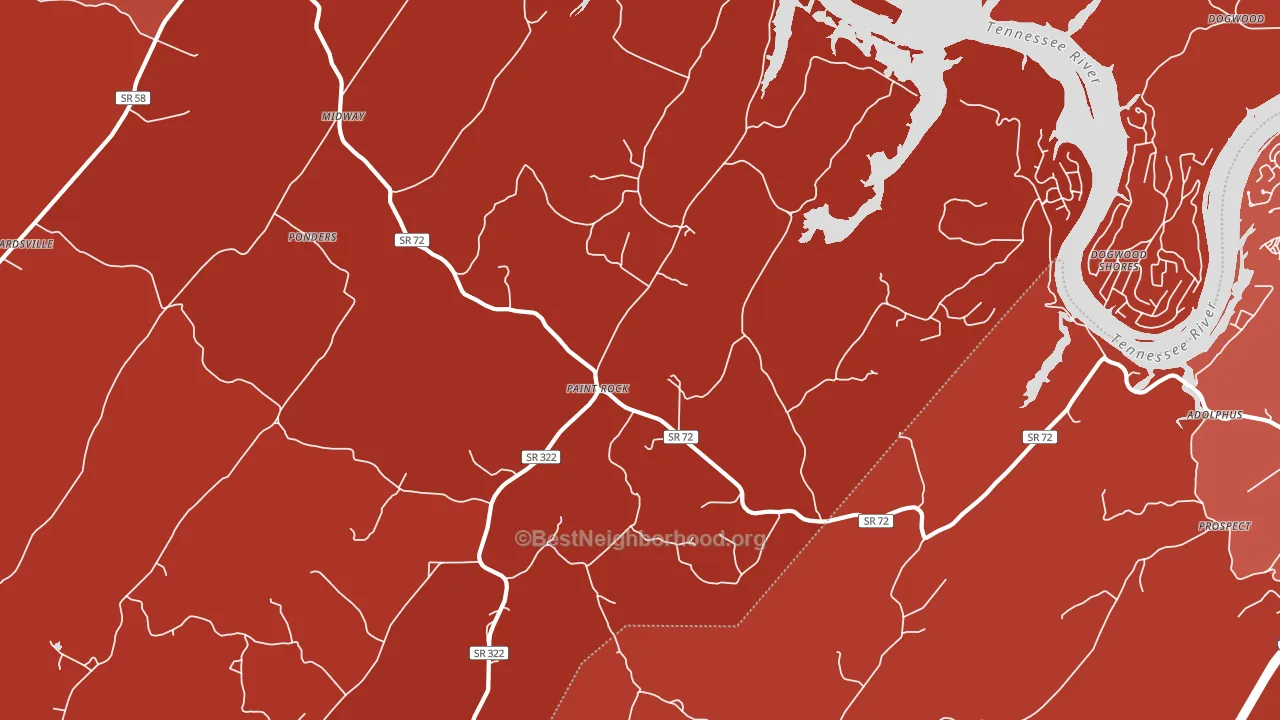 Paint Rock, TN block-group political-lean map