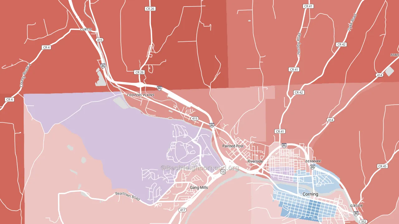 Painted Post, NY block-group political-lean map