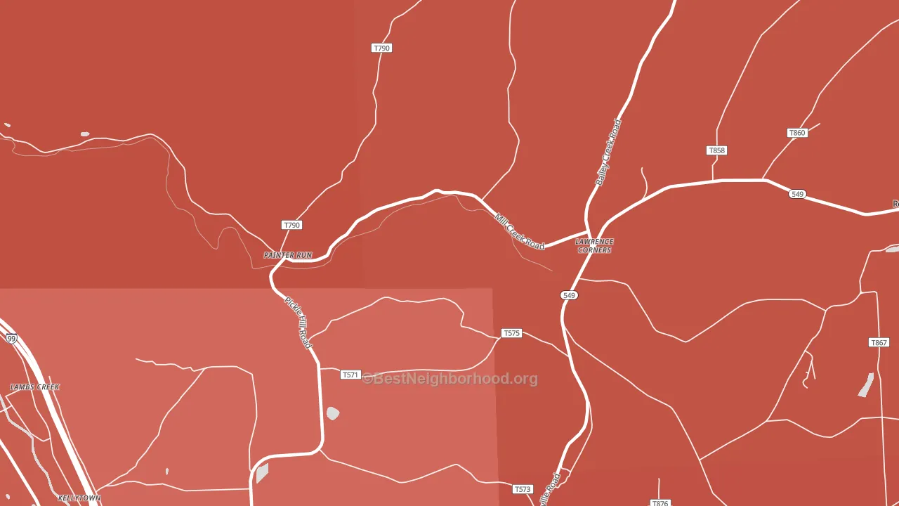 Painter Run, PA block-group political-lean map