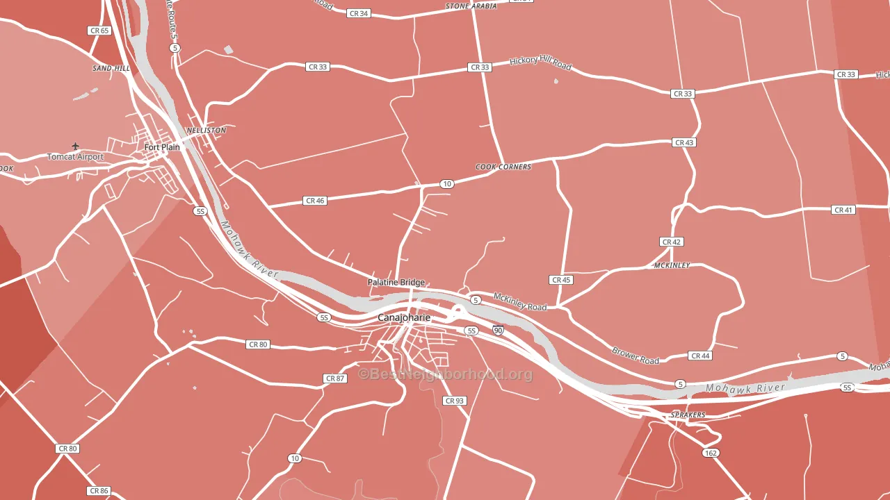 Palatine Bridge, NY block-group political-lean map
