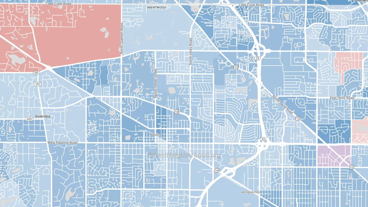 Palatine, IL block-group political-lean map
