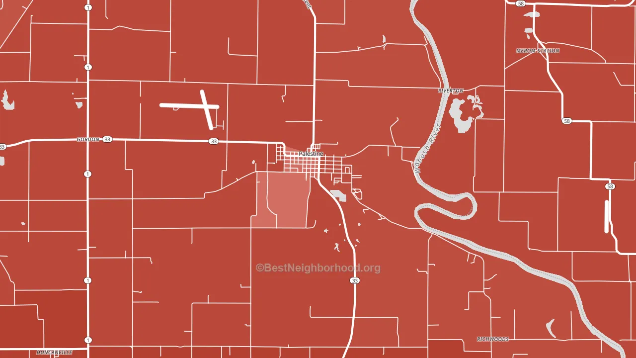 Palestine, IL block-group political-lean map