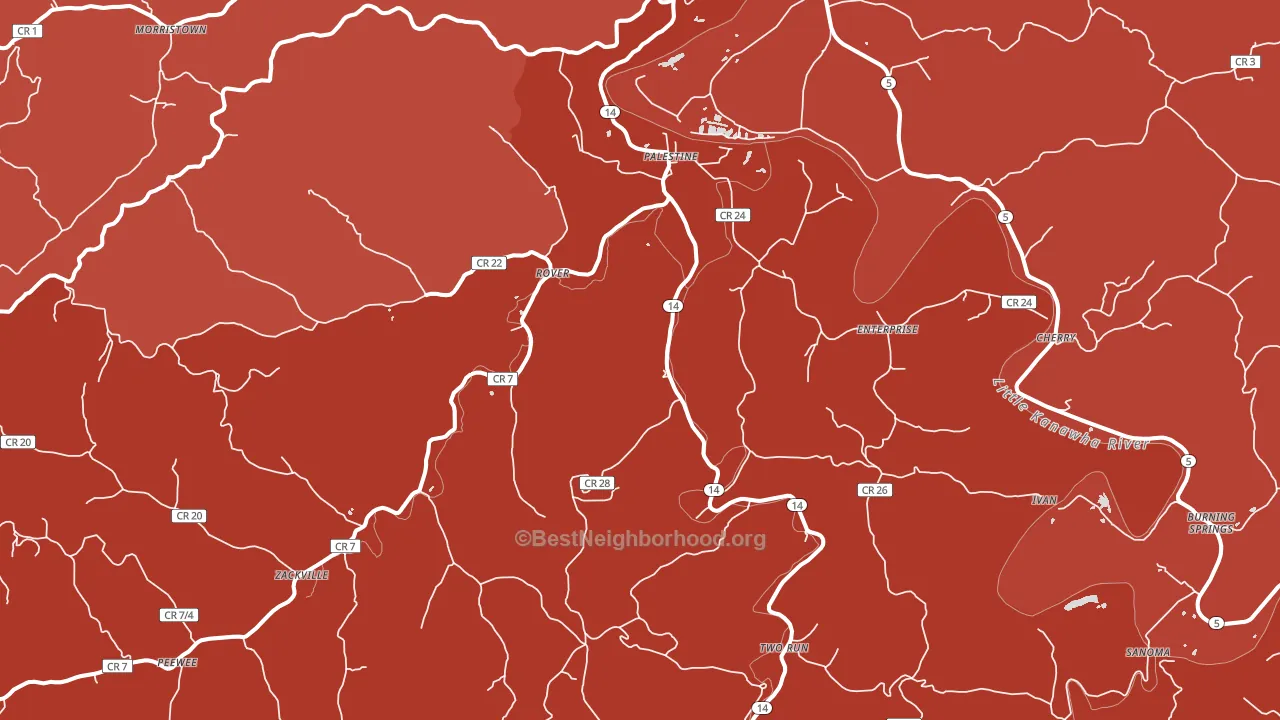Palestine, WV block-group political-lean map