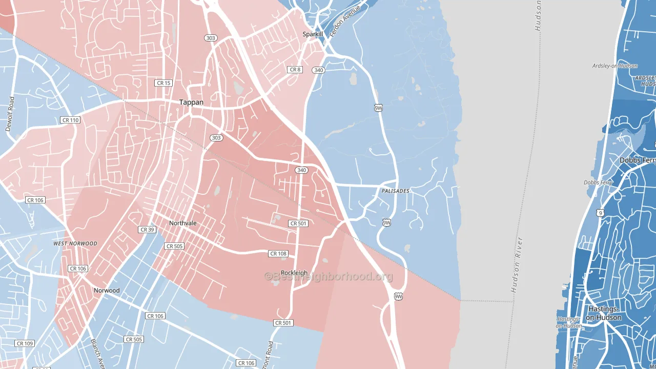 Palisades, NY block-group political-lean map