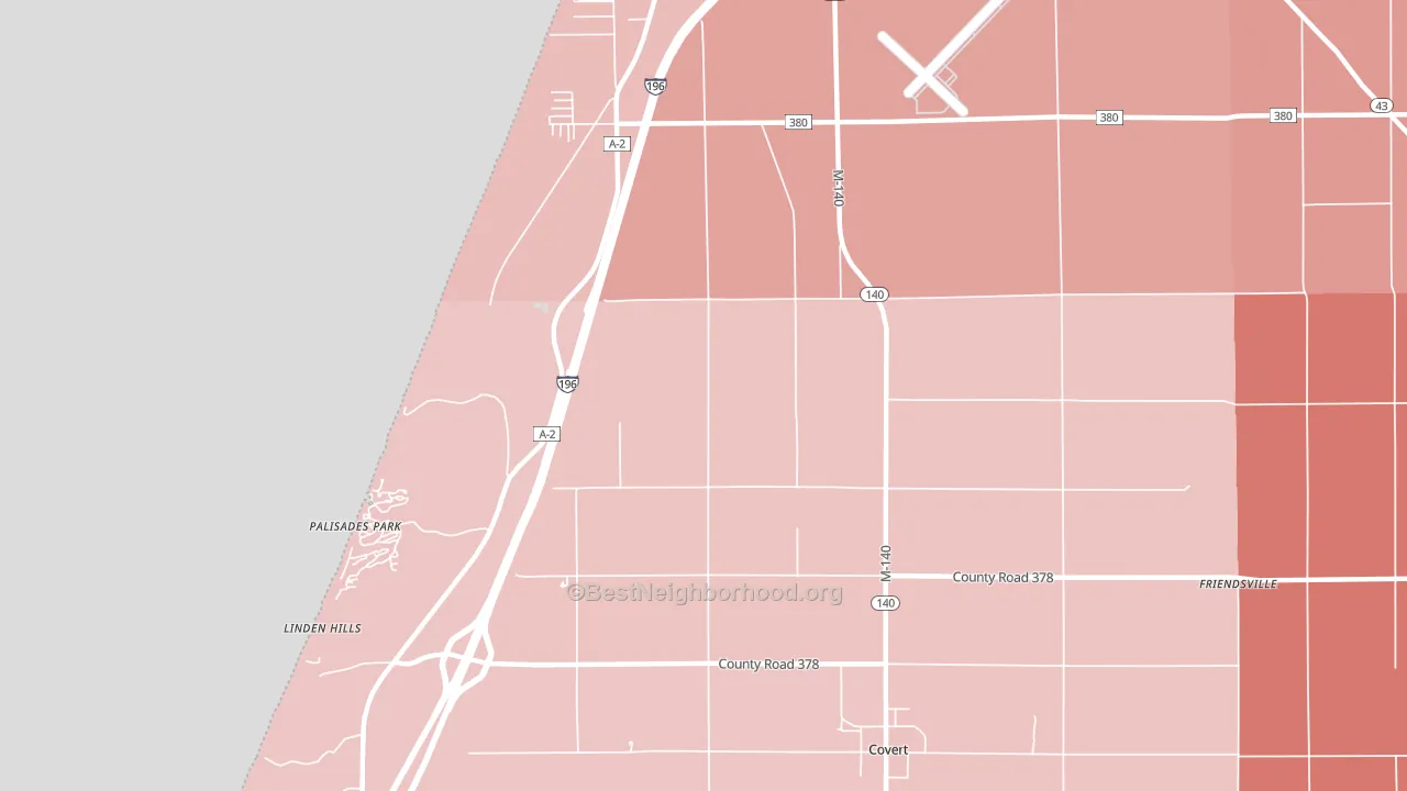 Palisades Park, MI block-group political-lean map