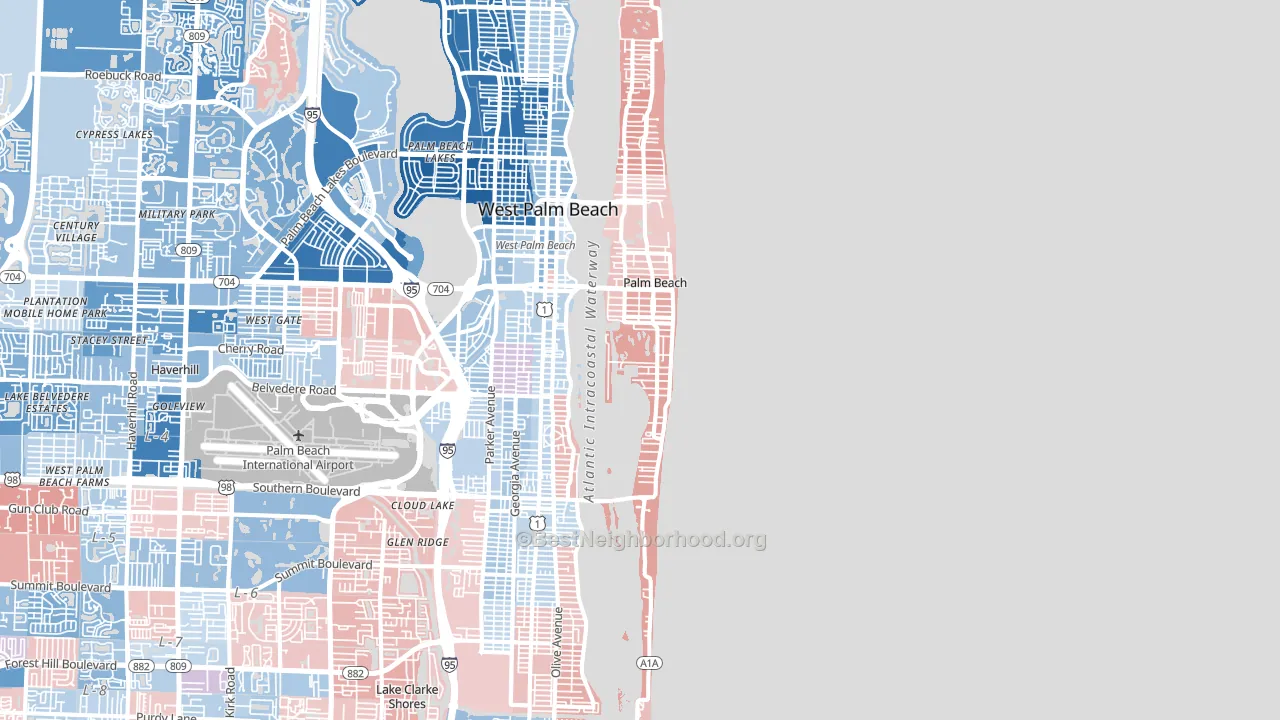 Palm Beach, FL block-group political-lean map