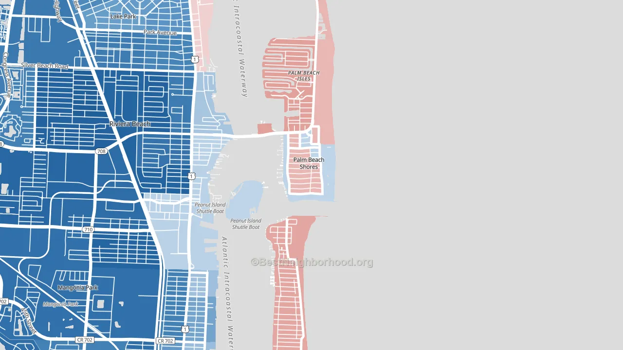 Palm Beach Shores, FL block-group political-lean map