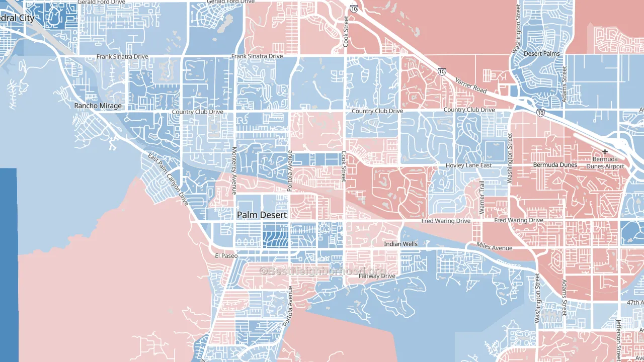 Palm Desert, CA block-group political-lean map