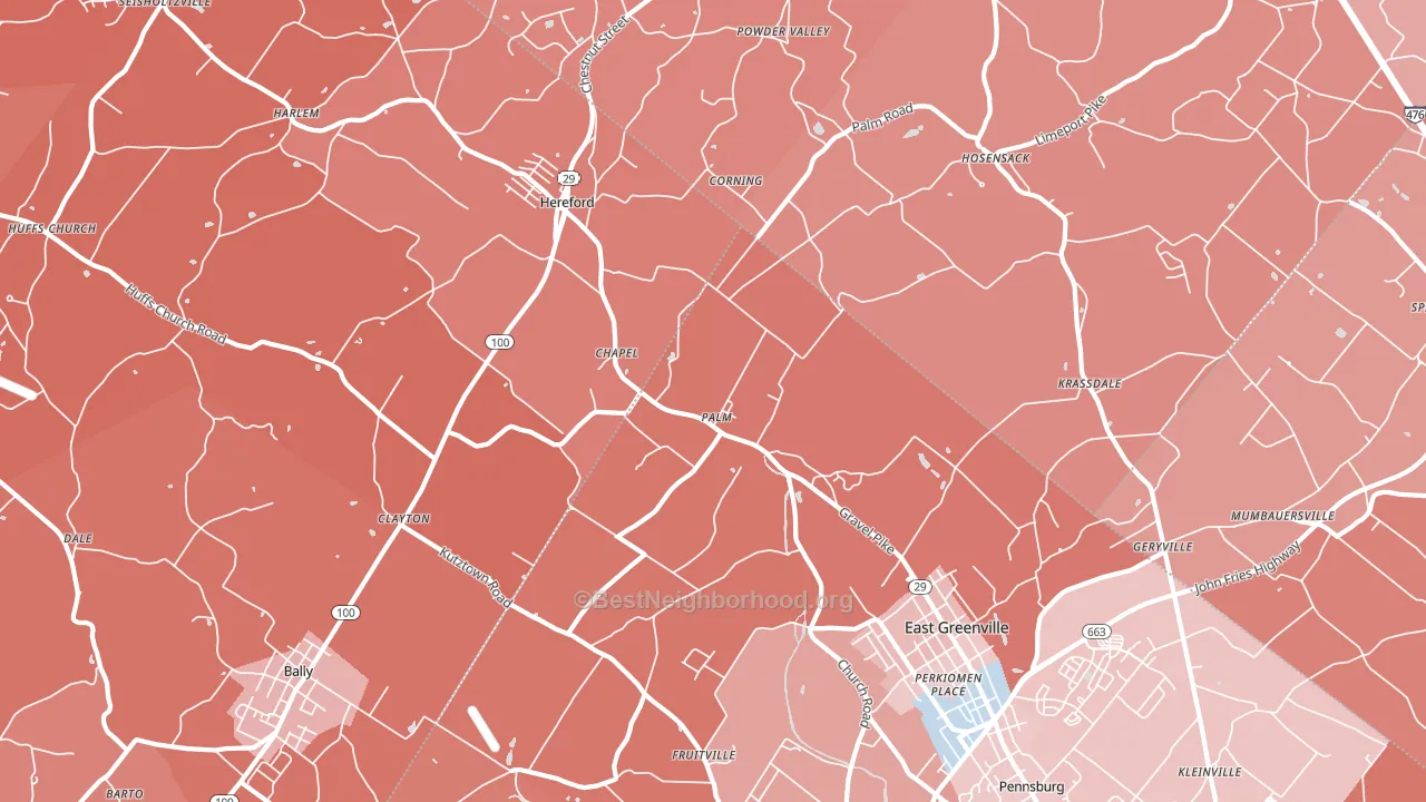Palm, PA block-group political-lean map